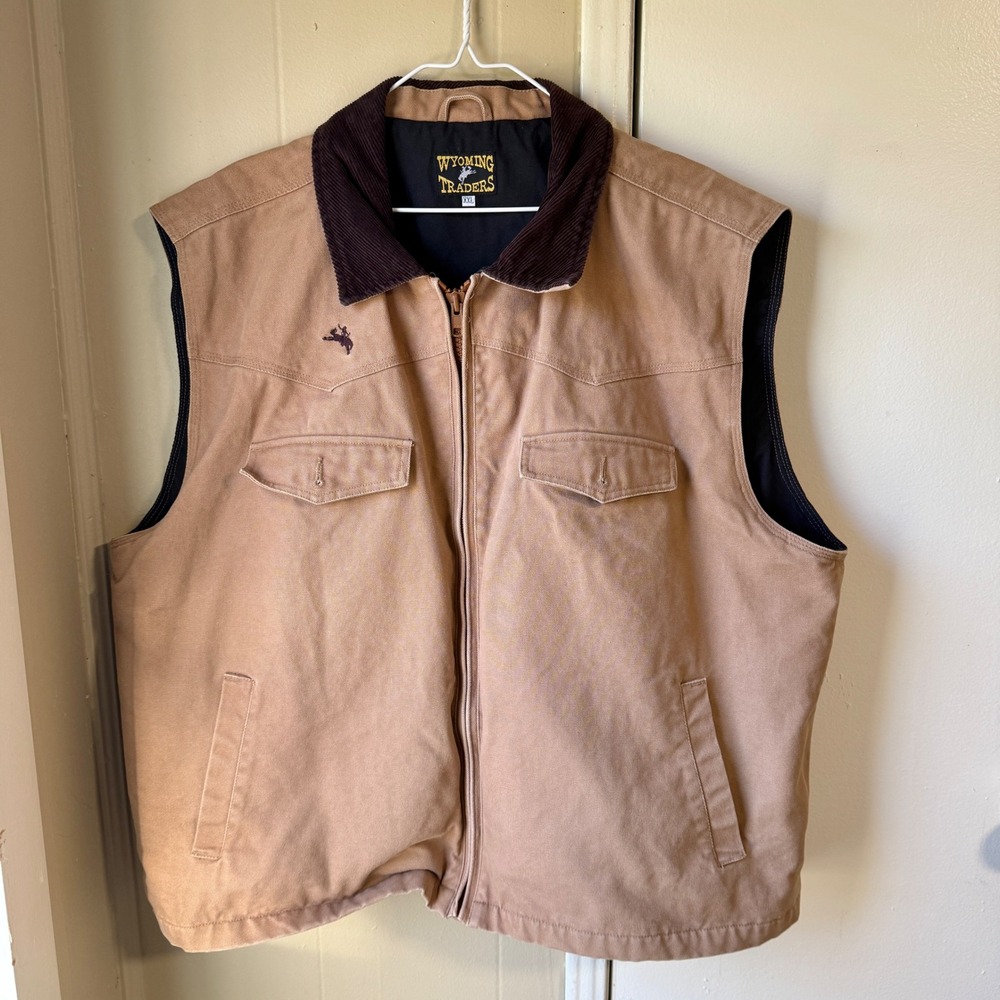 Wyoming Traders Cody Concealed Carry Canvas Vest XXL Tan Outdoor Corduroy Collar